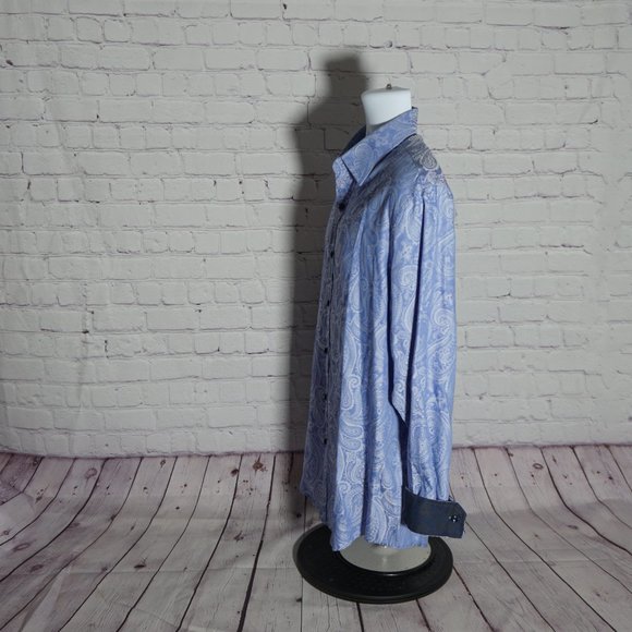 Tasso Elba Mens Paisley Button Up Shirt - Picture 2 of 6